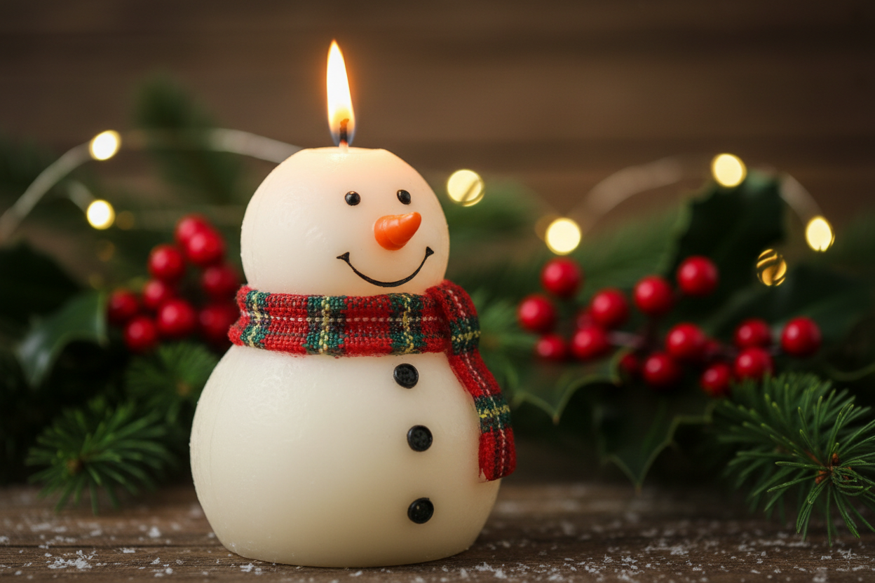 christmas snowman candle