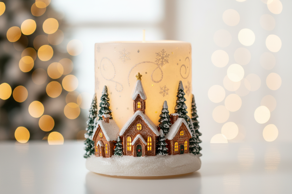 christmas village candle